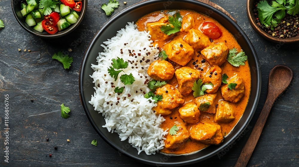 Chicken Tikka Masala with rice. Chicken Tikka Masala with rice.