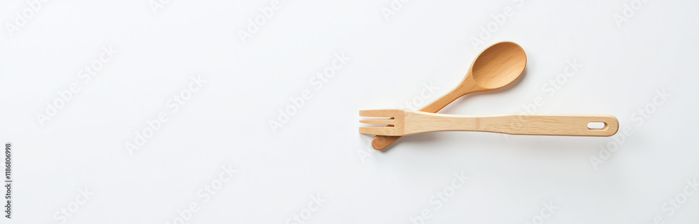 A Wooden Spoon And Spatula Are Isolated On A Plain White Surface, With No Clutter Nearby To Distract From Them. 00001