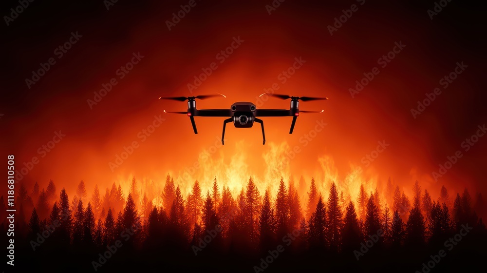 Drone Over Forest Fire at Night with Intense Flames and Smoke Drone Over Forest Fire at Night with Intense Flames and Smoke