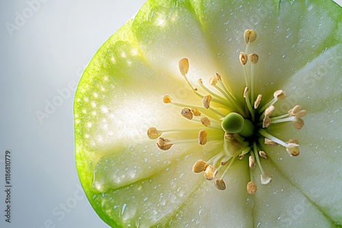 Macro image of a white flower with intricate details photo