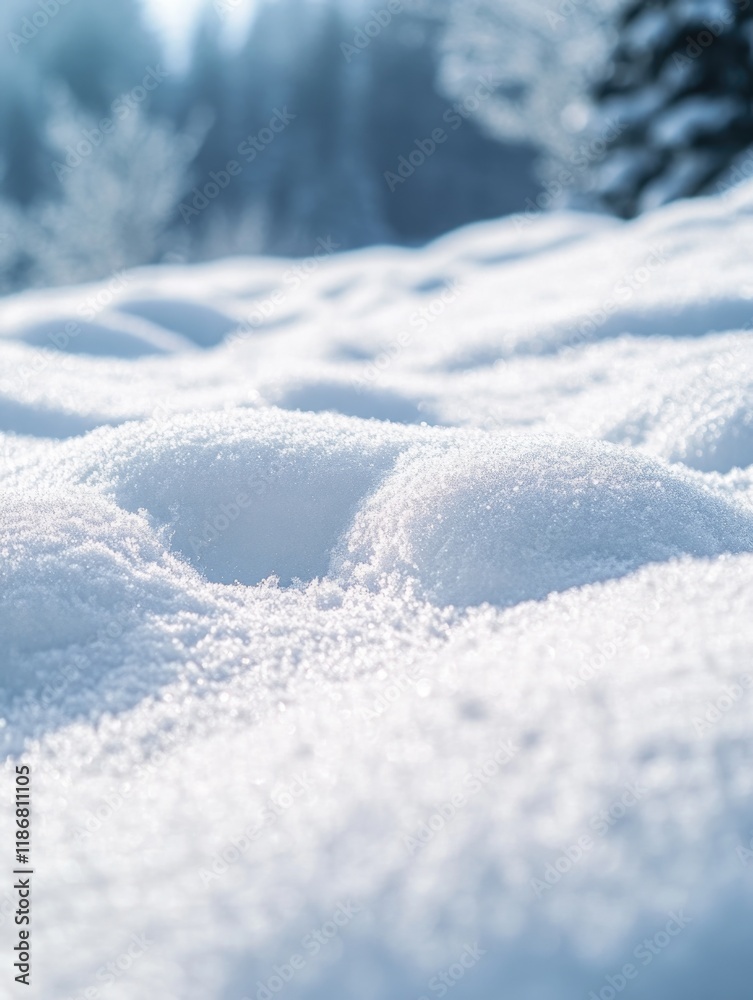 Snow covered hill with a few trees in the background. The snow is very white and fluffy Snow covered hill with a few trees in the background. The snow is very white and fluffy