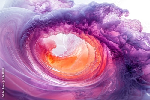 Abstract vibrant paint swirl in pink purple and white tones photo