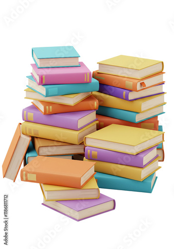 stack of colorful books