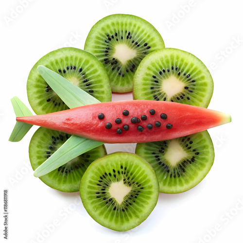 a-watermelon-shaped-airplane--with-kiwi-slices-as-