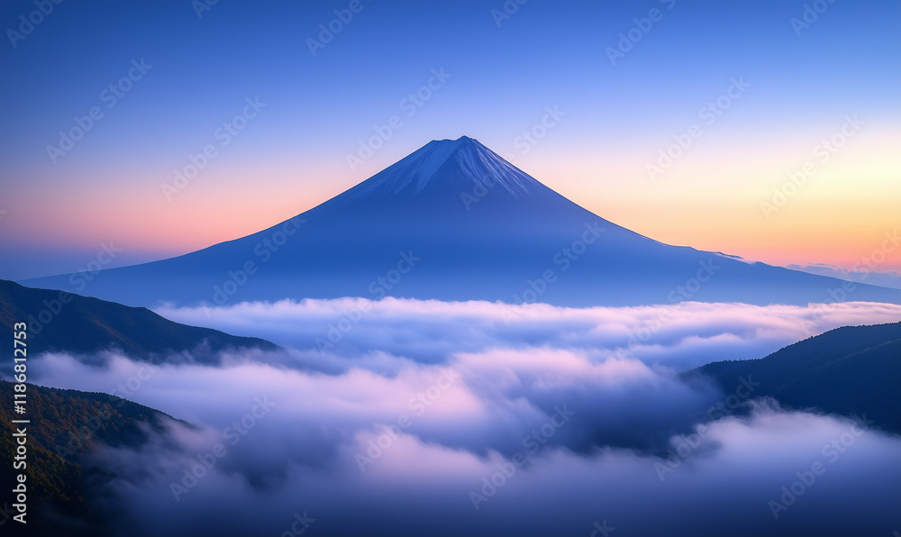 Fototapeta premium a mountain peak above the clouds