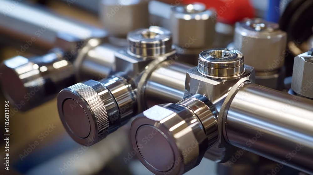 Close-up of Shiny Metal Piping and Fittings Close-up of Shiny Metal Piping and Fittings