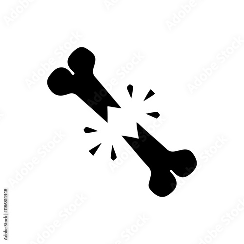 Black Broken bone silhouette vector illustration on white background.
