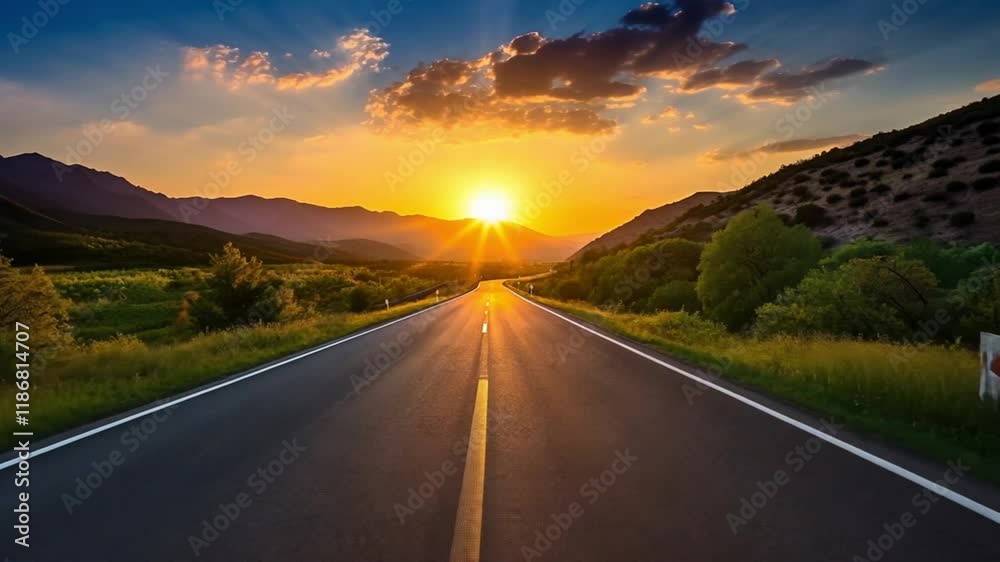 The sun rises over the mountain.