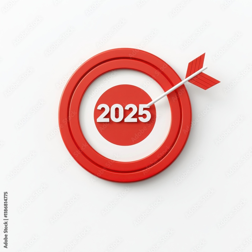 A red target with the year 2025 symbolizing future goals and achievements. A red target with the year 2025 symbolizing future goals and achievements.