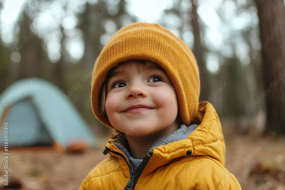 Family enjoy beautiful vacation in forest generative AI image Family enjoy beautiful vacation in forest generative AI image