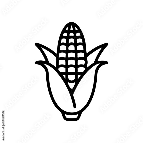 Corn icon silhouette vector illustration on white background.