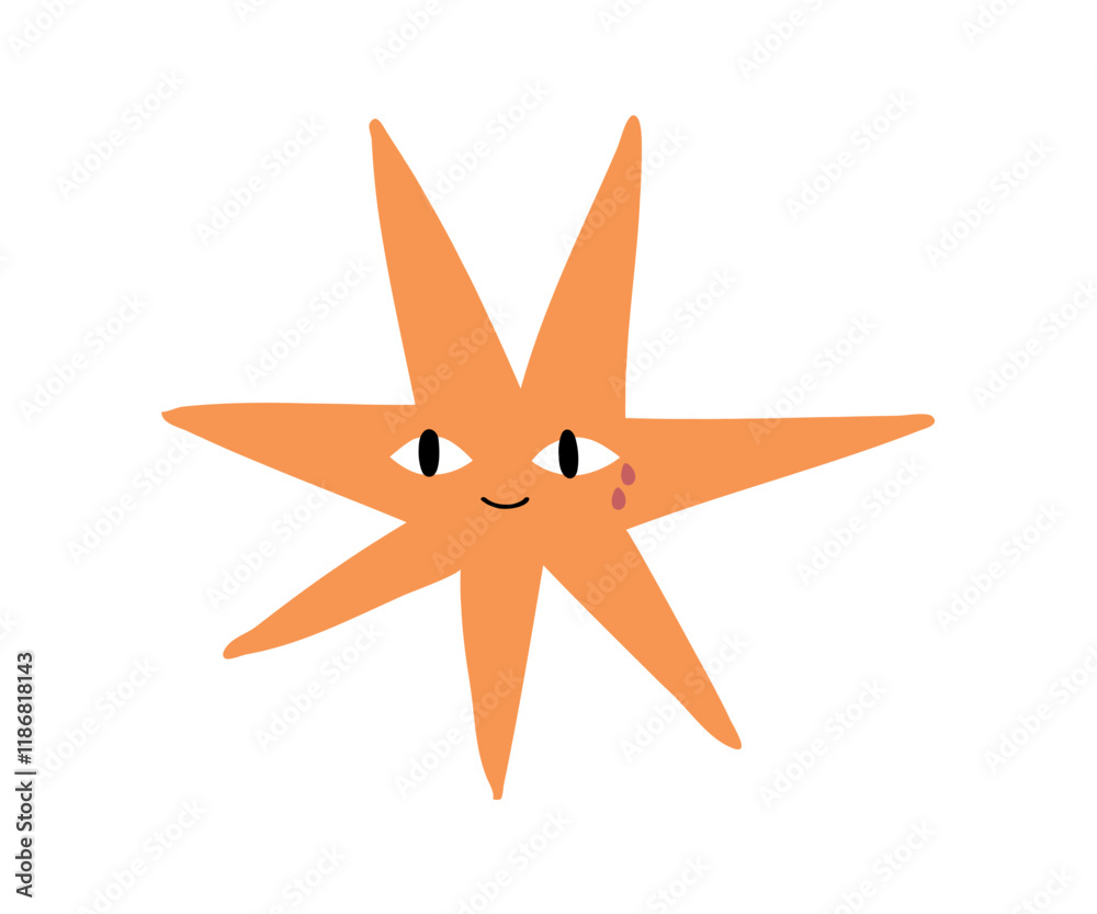 Cute star with emotions drawn in flat style. Hand drawn vector illustration. Cute star with emotions drawn in flat style. Hand drawn vector illustration.