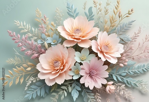 Bouquet of flowers with pink and blue flowers