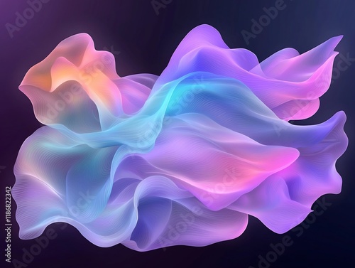 Captivating ethereal swirls of iridescent violet and azure hues in a mesmerizing dreamlike digital art composition with a serene and contemplative mood vibrant color gradients and dynamic