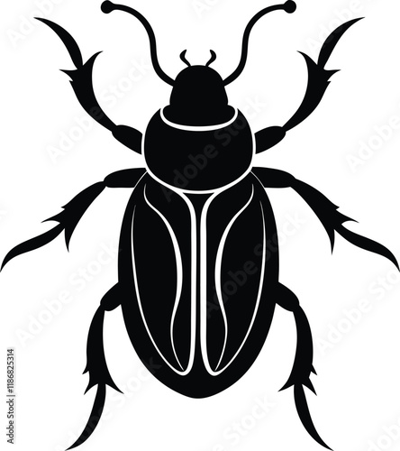 Whirligig beetle silhouette vector illustration