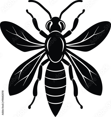  Wood wasp silhouette vector illustration