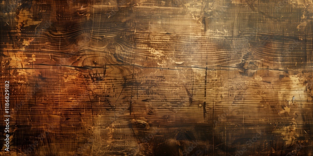 Obraz premium Abstract background with wood grain texture and old paper texture, dark brown and golden hues, textured like aged paper.