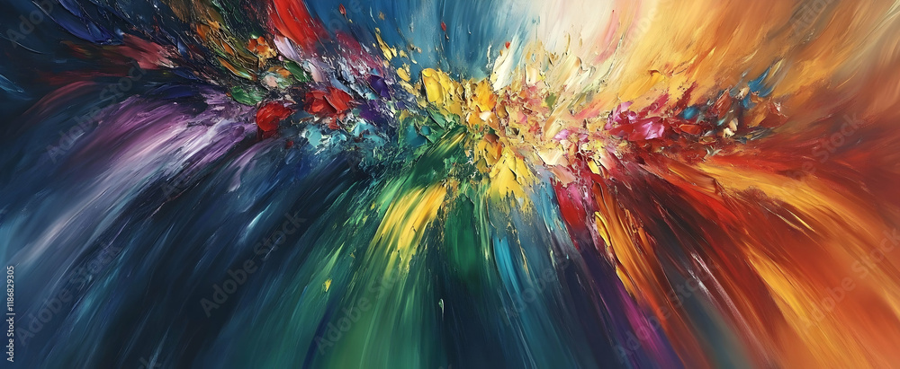 custom made wallpaper toronto digitalAbstract painting of colorful chaos, with splashes and brush strokes, featuring vibrant reds, greens, blues, and yellows.