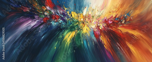 Wallpaper Mural Abstract painting of colorful chaos, with splashes and brush strokes, featuring vibrant reds, greens, blues, and yellows. Torontodigital.ca