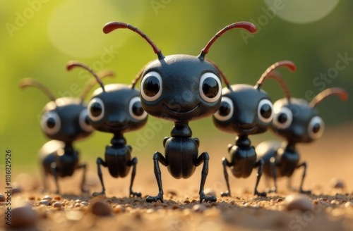 black ants on a leaf