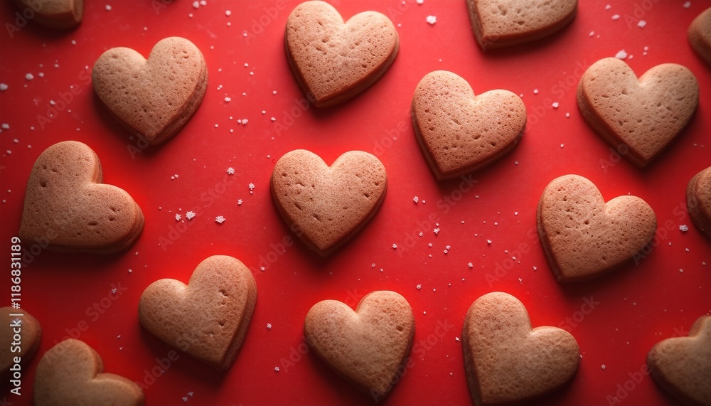 Fototapeta premium Valentine's Day Heart-Shaped Gingerbread Cookies.