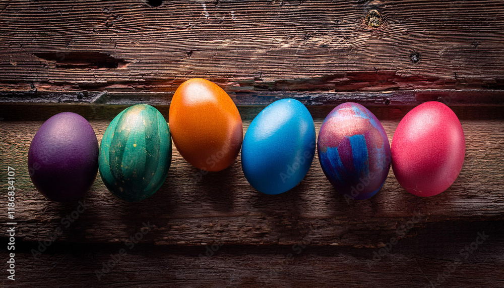 colourful easter eggs on rustic timber historical past colourful easter eggs on rustic timber historical past