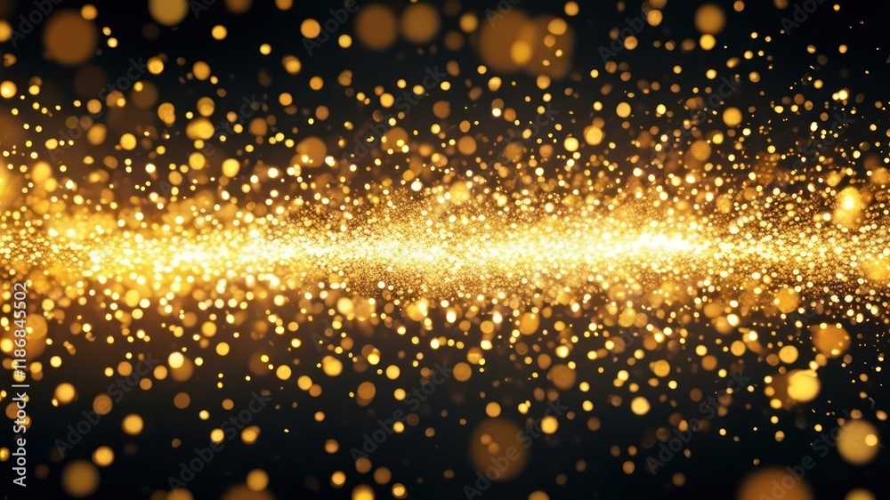 Vibrant shimmering gold particles create a festive and celebratory atmosphere, perfect for events or holidays