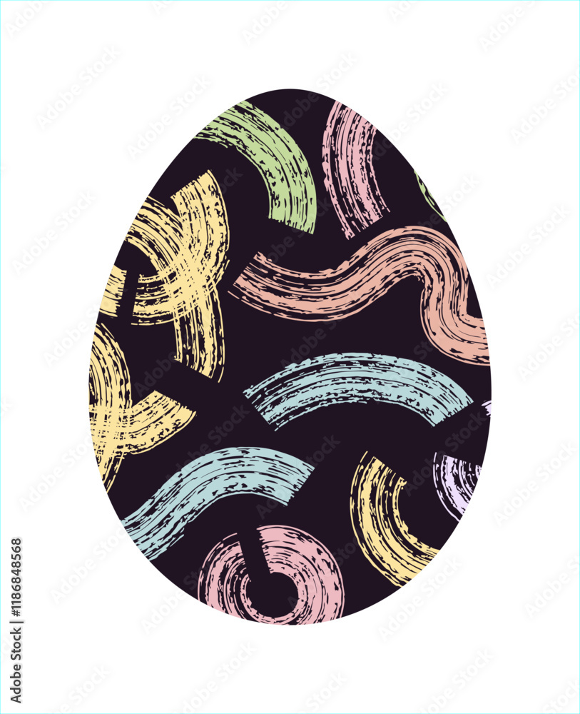 Naklejka premium Easter egg, Easter day festival icon, ostern egg illustration with decoration pattern squiggle trxtured brush symbols collection, vector illustration.