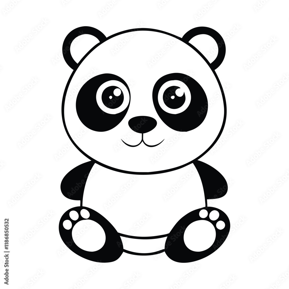 Fototapeta premium Cute Panda Silhouette Illustration with Transparent Background