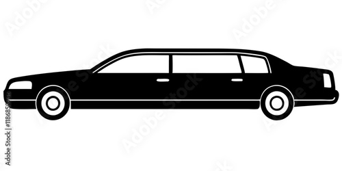 A clean vector icon of a stretch sedan limousine with sleek tinted glass, showcasing luxury and elegance. Perfect for modern designs and transportation themes.