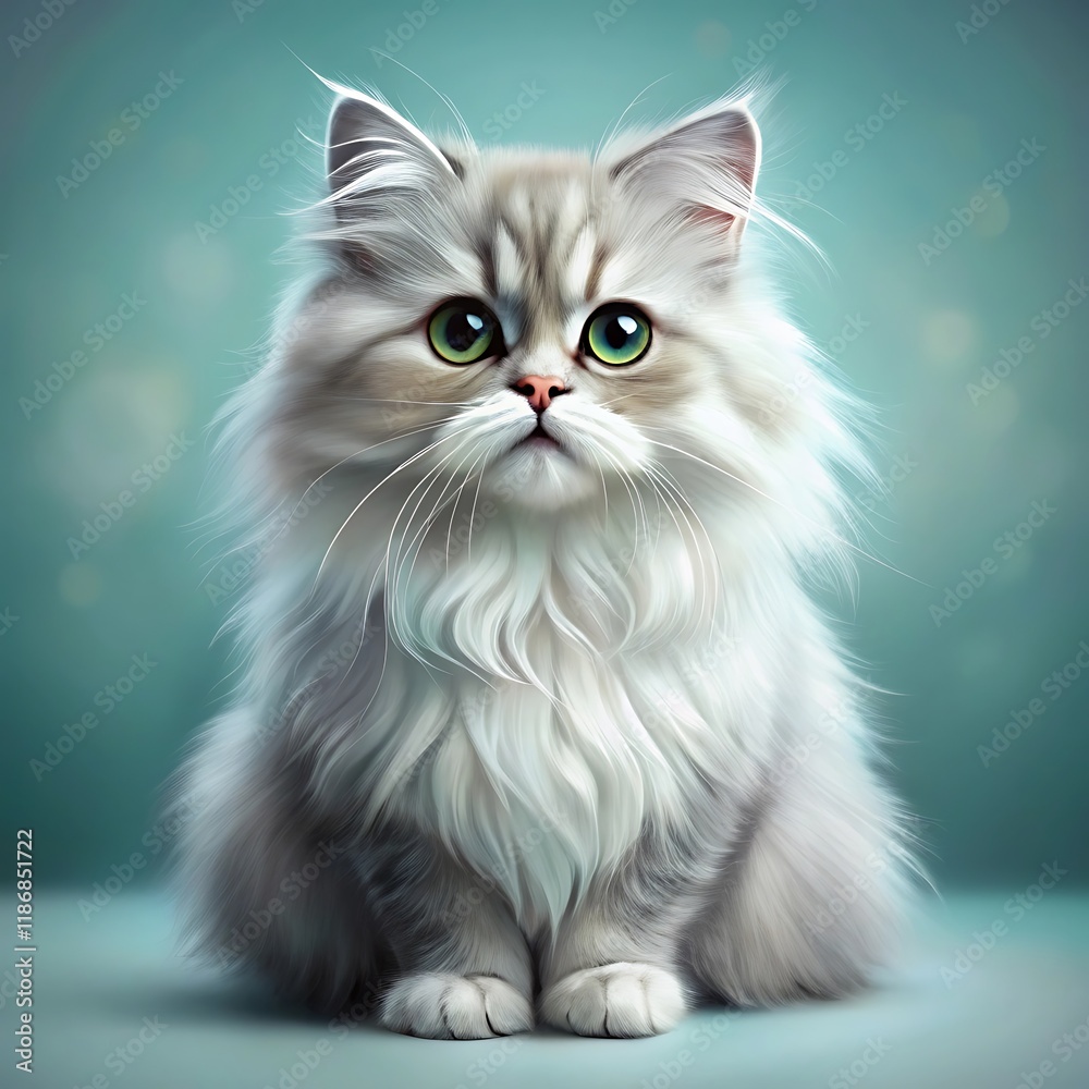 A cute persian cat sitting on colorful background A cute persian cat sitting on colorful background