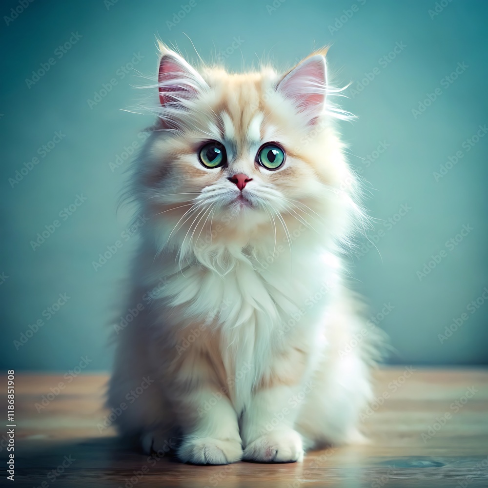 A cute persian cat sitting on colorful background A cute persian cat sitting on colorful background