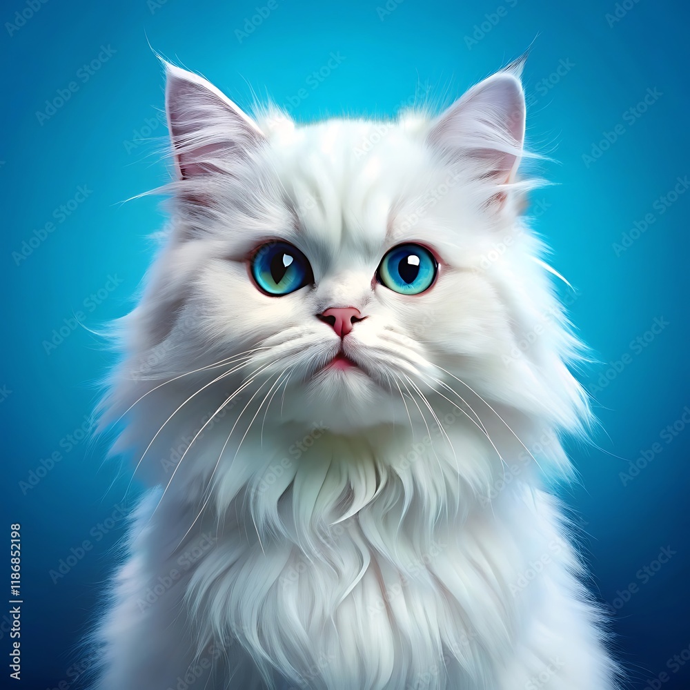 A cute persian cat sitting on colorful background A cute persian cat sitting on colorful background