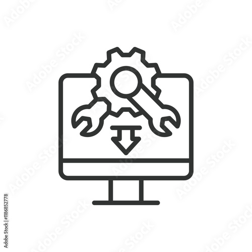Installed icon in line design. Installed, setup, application, software, program, configuration, device on white background vector. Installed editable stroke icon