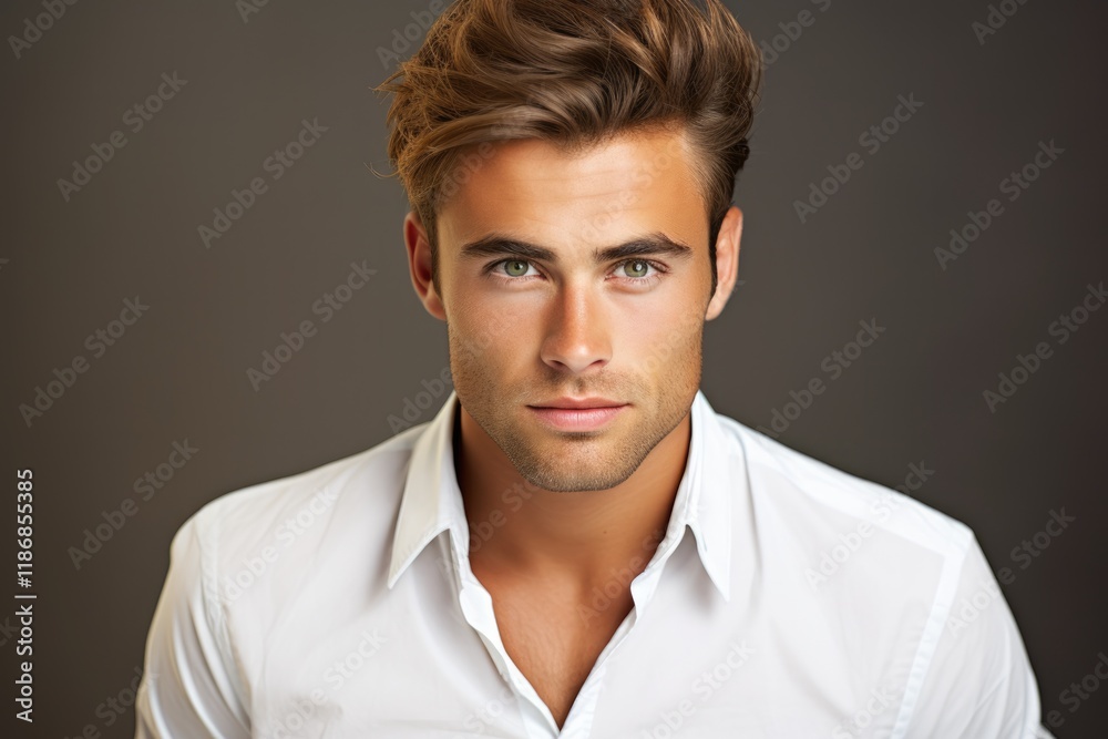 Smug and Confident Young Businessman Isolated on White Background. Portrait of Photogenic Guy in Casual Attire Smug and Confident Young Businessman Isolated on White Background. Portrait of Photogenic Guy in Casual Attire
