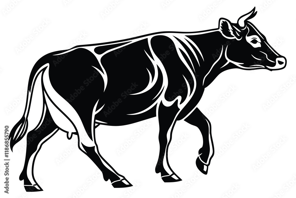 Fototapeta premium a silhouette cow with a white background