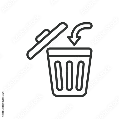 Removed, icon in line design. Remove, deleted, erased, removed item, discarded, removed content, deleted data on white background vector. Removed editable stroke icon