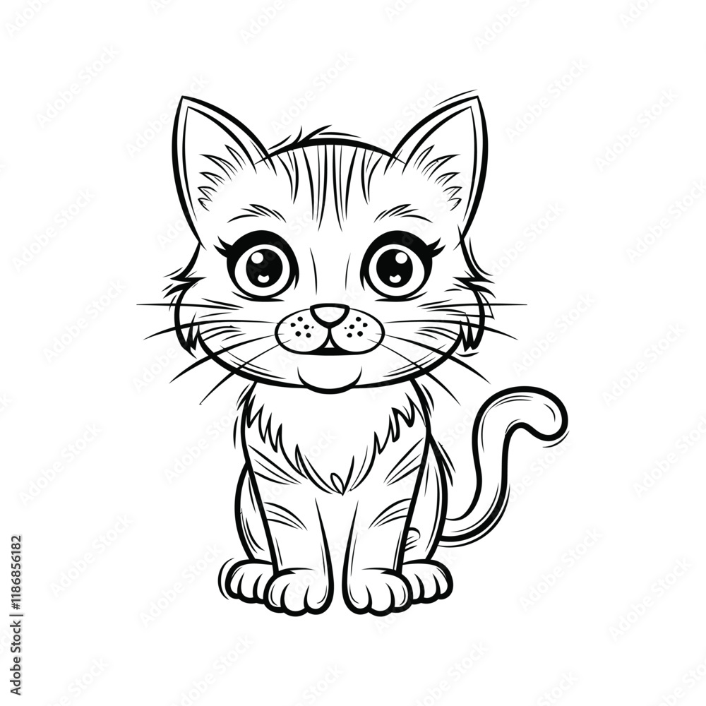Sweet little cat icon and illustration Sweet little cat icon and illustration