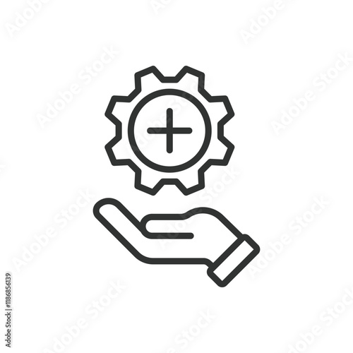 Added, icon in line design. Adding, included, inserted, added item, new content, inserted data, added file on white background vector. Added editable stroke icon