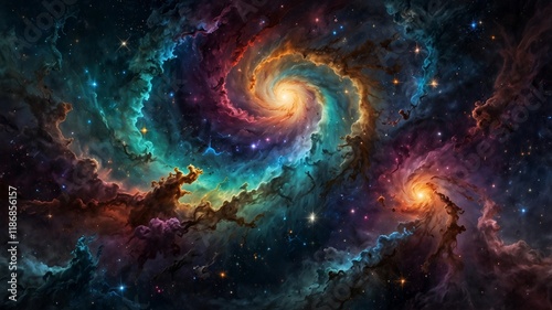 Cosmic Chaos Depict swirling galaxies