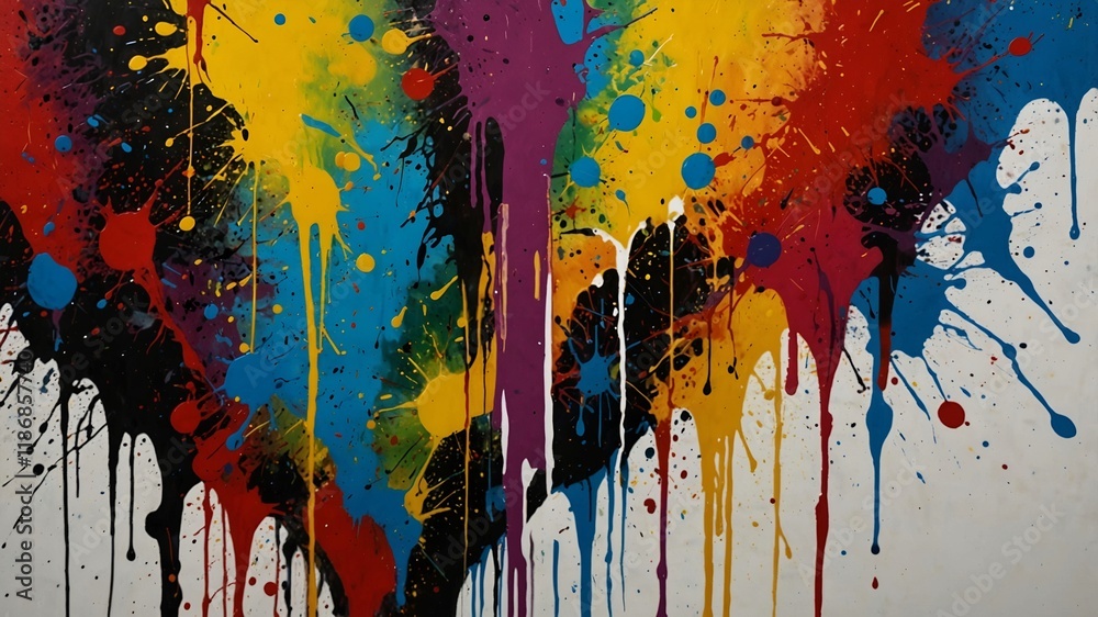Fototapeta premium Drip and Splash Experiment with dripping paint