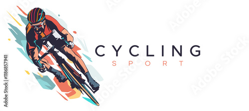 bicycle sport vector illustration with slanted style. for design elements with bicycle sport race concept, bicycle rides. colored silhouette. health sport