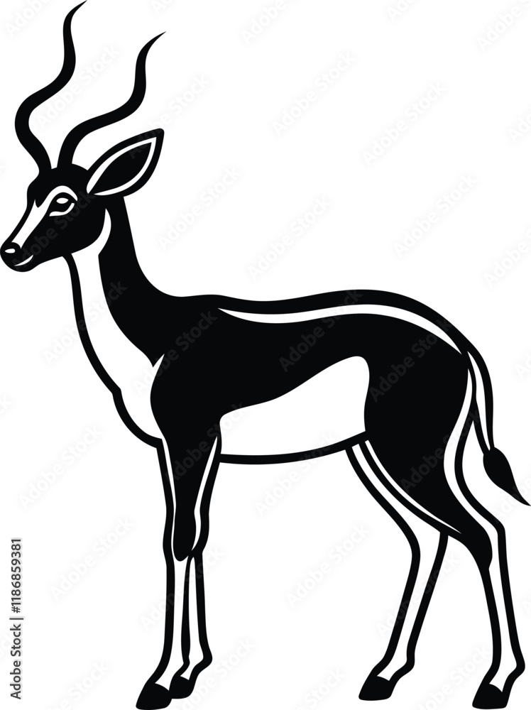 Fototapeta premium Antelope vector illustration, Antelope silhouette vector art, Antelope line art vector