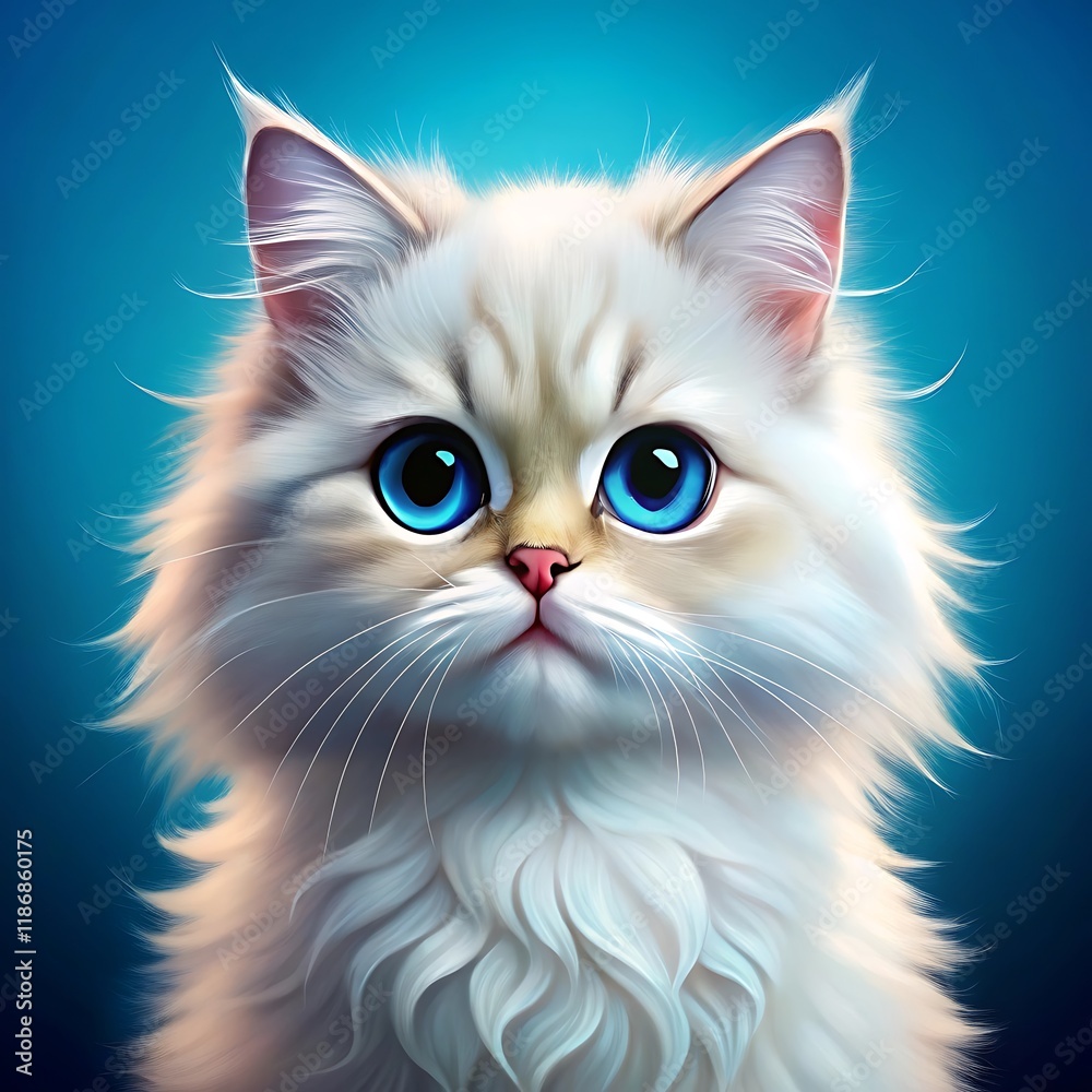 A cute persian cat sitting on colorful background A cute persian cat sitting on colorful background