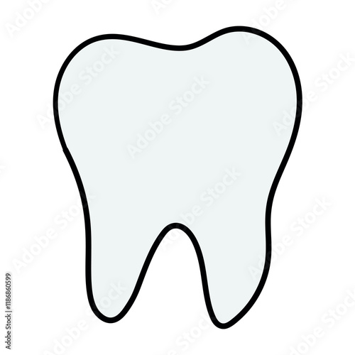 Hand drawn cartoon tooth icon on white background.