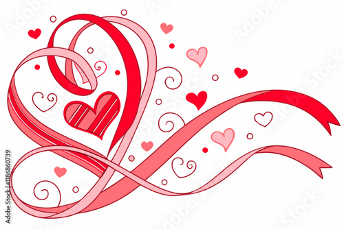 Valentine Set of Rainboho, Flower, and Love Designs on White Background  Romantic Art Collection