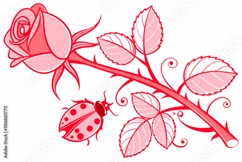 Valentine Set of Rainboho, Flower, and Love Designs on White Background  Romantic Art Collection