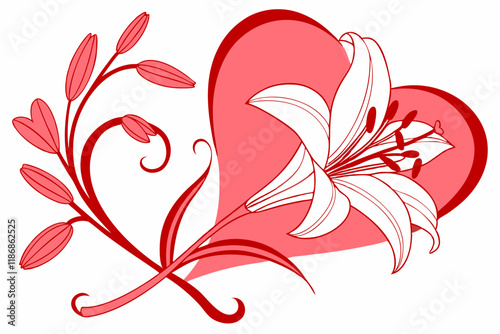 Valentine Set of Rainboho, Flower, and Love Designs on White Background  Romantic Art Collection