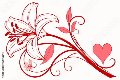 Valentine Set of Rainboho, Flower, and Love Designs on White Background  Romantic Art Collection
