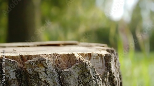 Wallpaper Mural Close Up of Tree Stump in Serene Natural Forest Setting with Blurred Background : Generative AI Torontodigital.ca